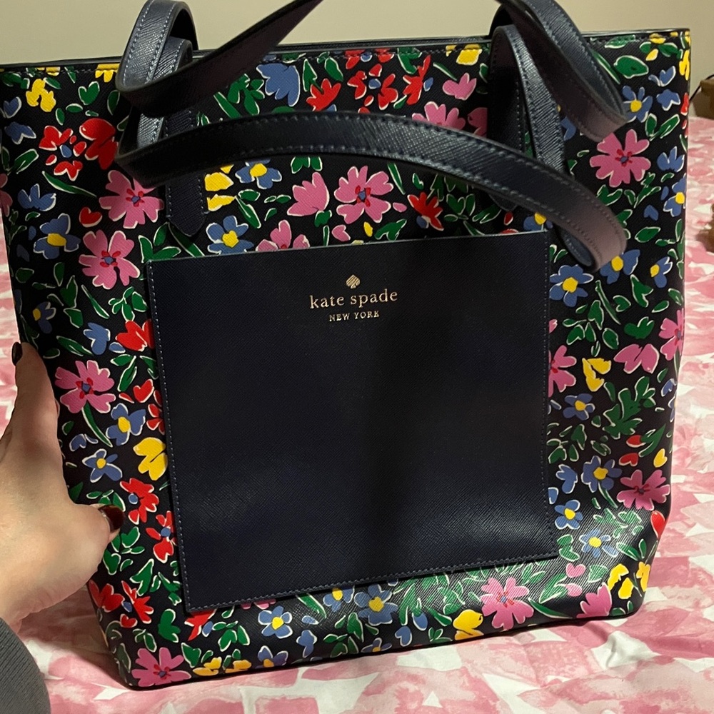 Kate Spade Navy Floral Tote Bag brand new no tags - Picture 1 of 13